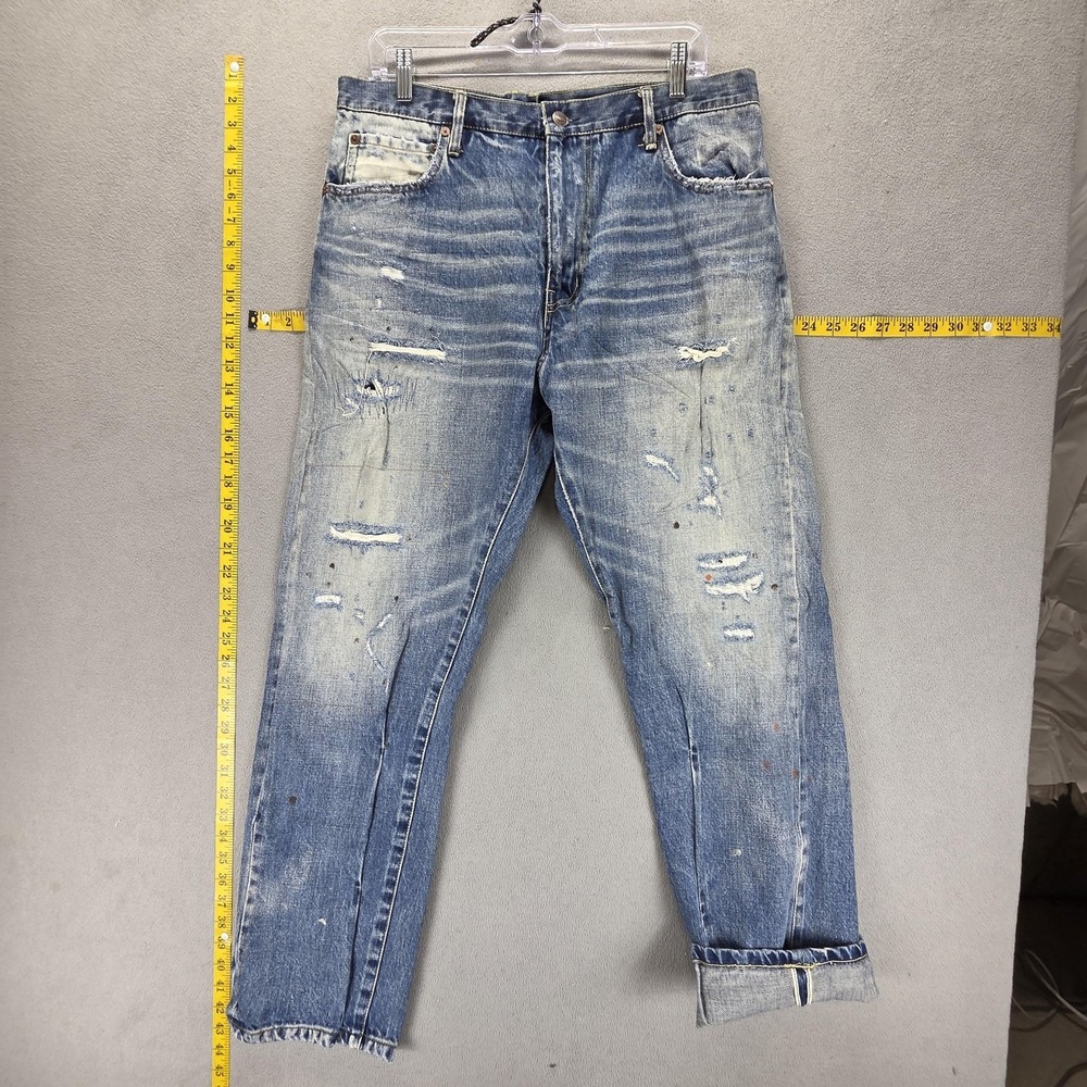 Visvim Jeans Mens Blue Selvedge Made Japan Thrashed Whiskers Altered Fits 34x30